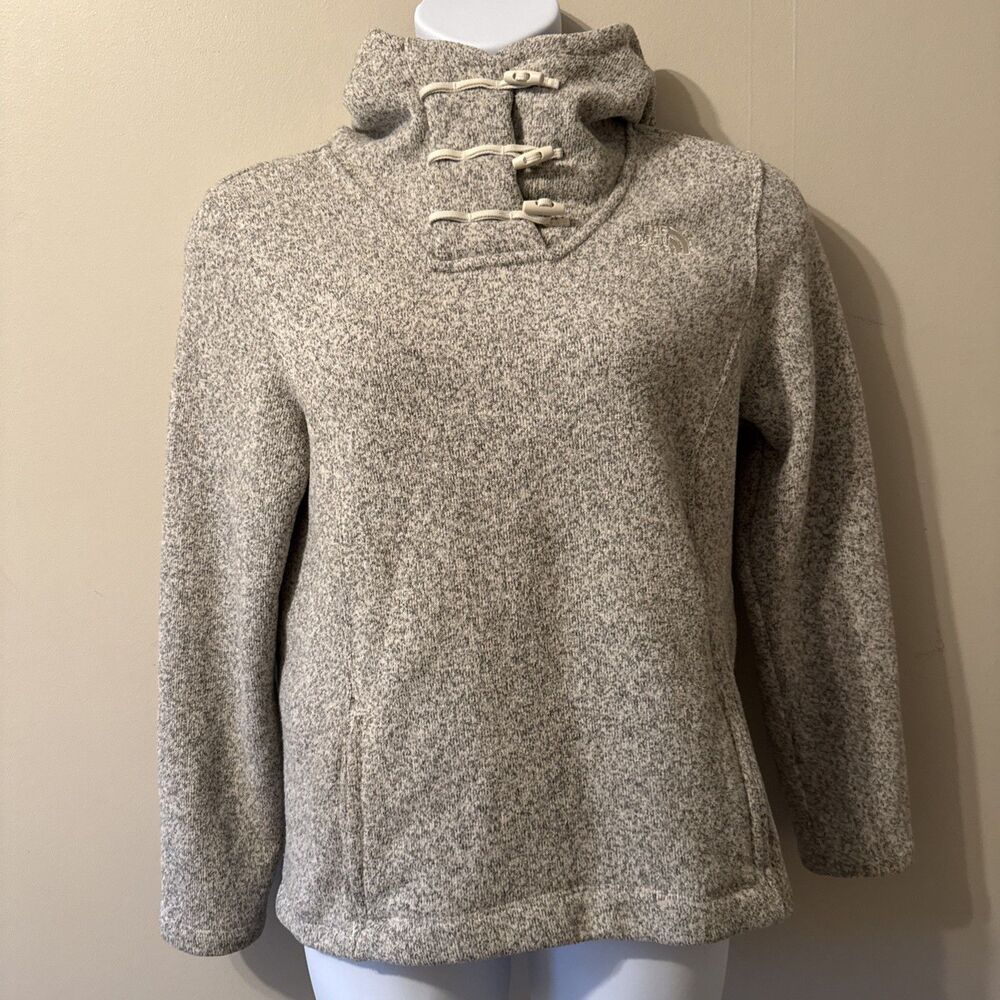 North Face | Large Women's Hooded Toggle Pullover Fleece Sweater Gray Heather